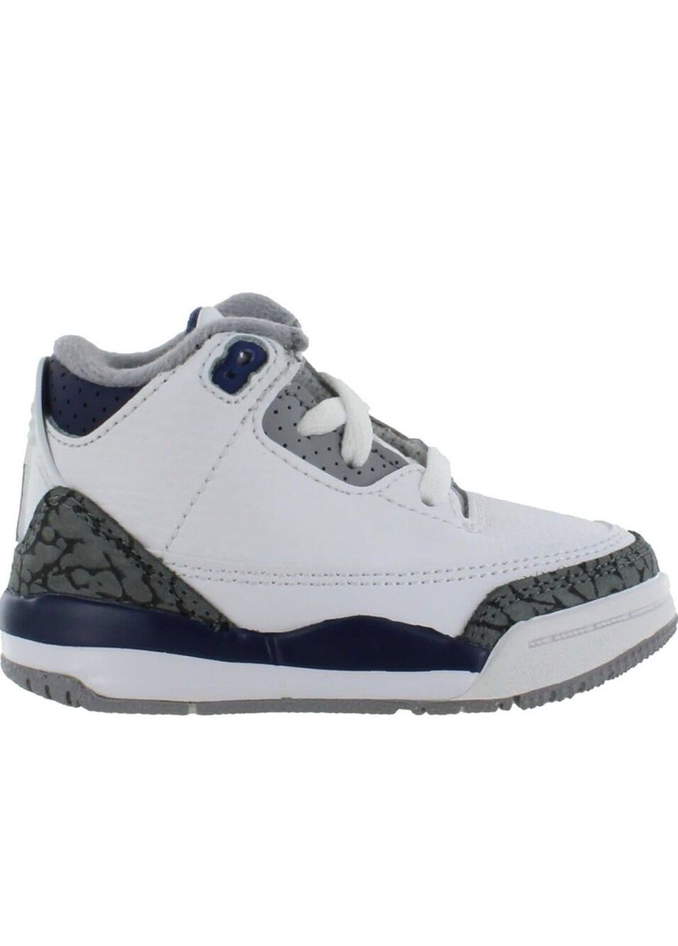 Nike Air Jordan 3 Midnight Navy Retro Boys' Sneakers White Navy Gray Size 9C